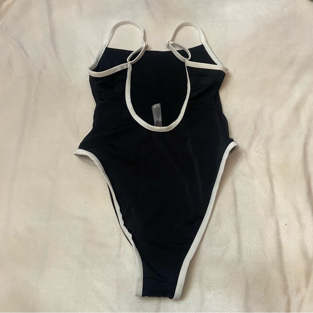 Frankie's Bikinis Black and White One Piece - Picture 6 of 7